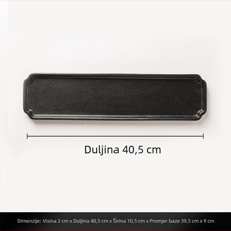 Keramički podnos za čaj i voće u novokineskom stilu s crnim metalnim okvirom, glazirani, keramika visoke temperature, retro dizajn.