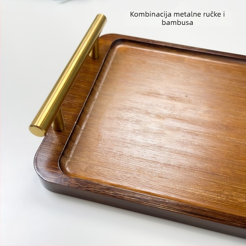 Retro luksuzna pladanj od bambusa za čaj sa držačem za šalicu, pravokutni pladanj za posluživanje čaja, kolača i grickalica