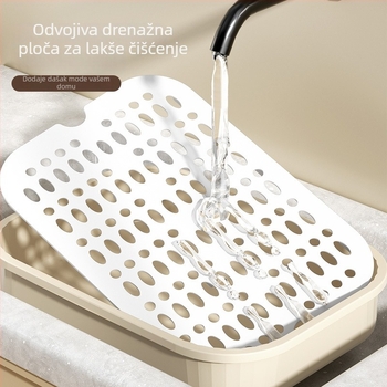 Dvoslojni pravokutni plastični pladanj za odvod čajnih šalica i čaša vode