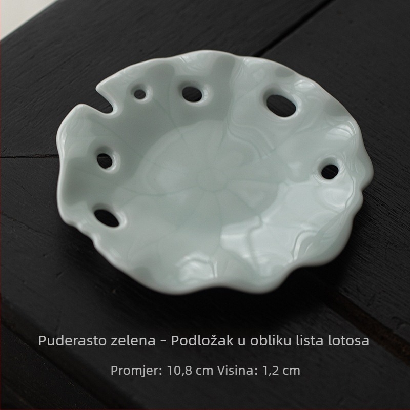 Keramički podmetač za čaj s listom lotosa, izolacijska baza za šalice, dodatak kung fu čajnoj ceremoniji