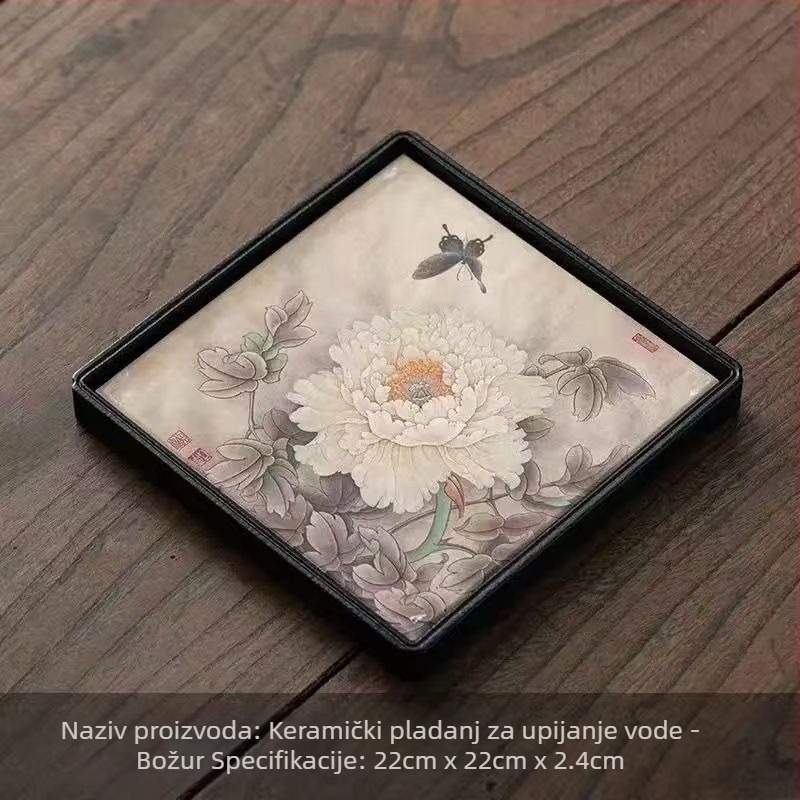 Crni keramički čajni pladanj s držačem za čajnik, kineska inspiracija, Kung Fu čajni set za dom, kompaktna mala čajna ploča