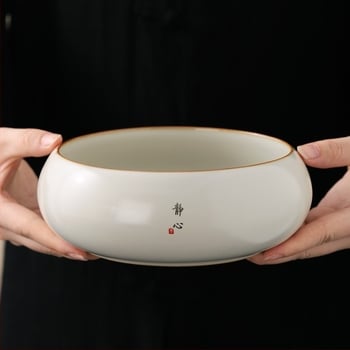 Ru kiln bež boje set za čišćenje čaja za kućnu ceremoniju čaja — velika pladanj za čaj, posuda za ostatke čaja, posuda za vodu, posuda za ispiranje šalice, alati za pripremu čaja