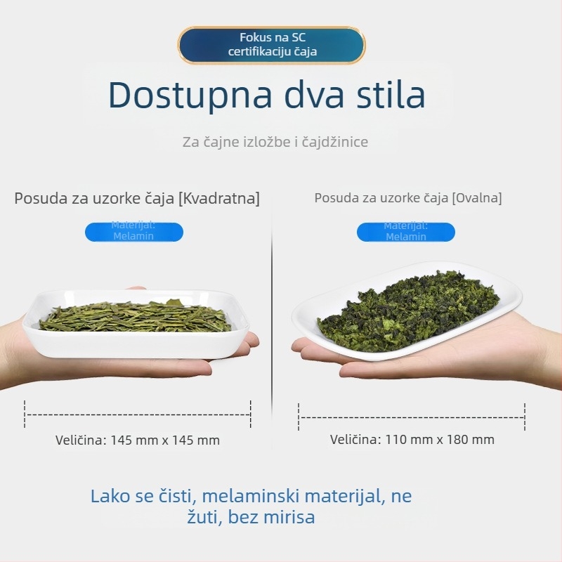 Tava za uzorke čaja za ocjenjivanje – bijela melaminska pladnja za izlaganje, kineski stil, jednostavan dizajn
