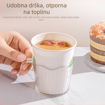 Jednokratni držač za papirnate čaše s debelom plastičnom toplinskom osnovom i podmetačem za čaj