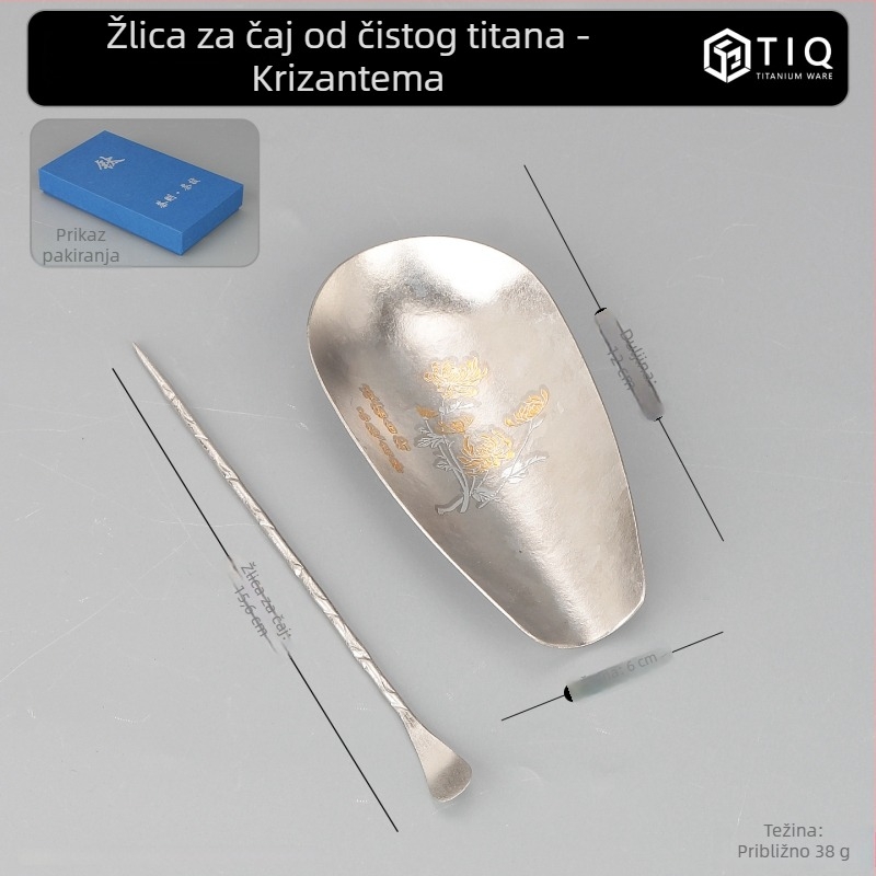 Set čajna žličica i miješalica od čistog titanija, kineski stil čajne ceremonije, antibakterijski infuzor za čaj