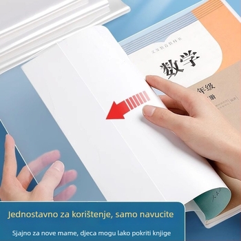 Ekološki prihvatljivi prozirni vodootporni omoti za učbenike i bilježnice, veličine 16K i A4, za osnovnu, srednju i gimnaziju.