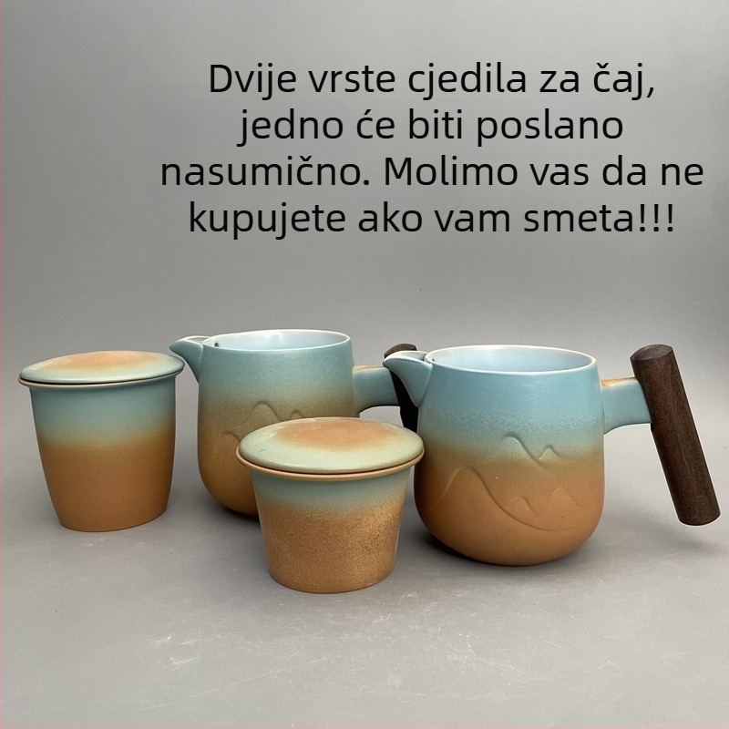Keramički čajnik s oblikom planine za kućnu upotrebu, kreativno odvajanje čaja od vode, elegantna šalica, Kung Fu čajni set, zaštita od opeklina, velika veličina.