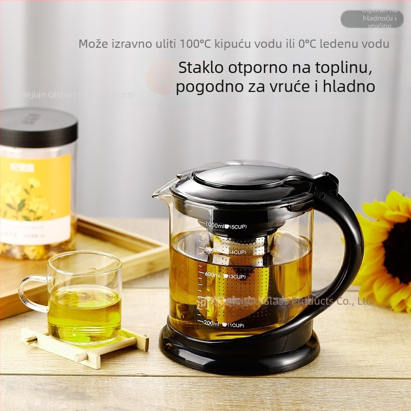 Čajnik od borosilikatnog stakla otporan na visoke temperature s filtrom, set čaja s jednim čajnikom