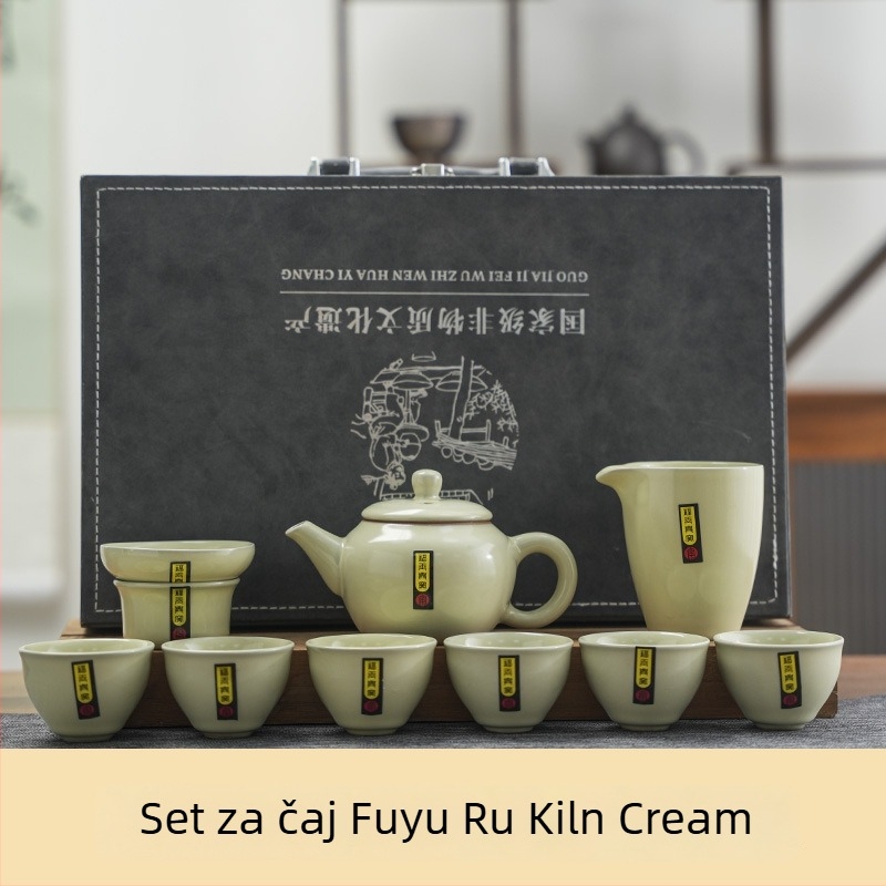 Ru Kiln keramički kung-fu čajni set u darovnoj kutiji, potpuno kućne upotrebe s otiskom logotipa