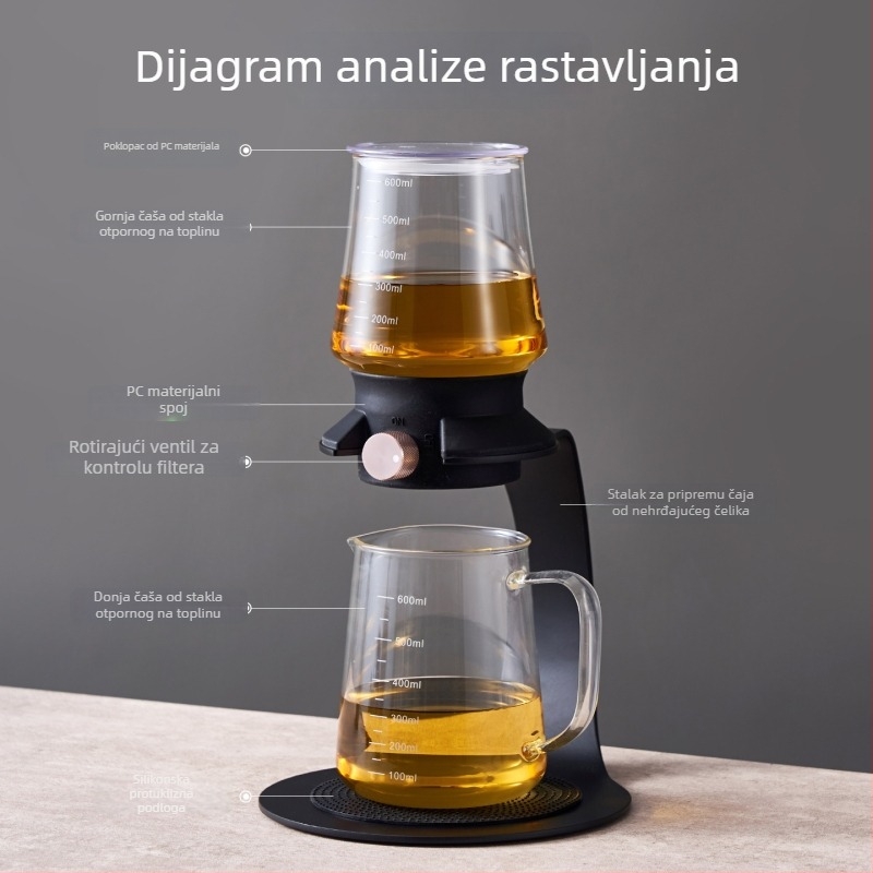Inteligentni čajnik za pripremu čaja, novi kineski stil, staklena čajna set za hladnu infuziju s kapljicama leda