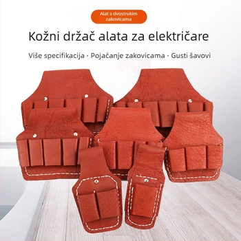 Dvoslojni kožni kaiš za električare s kutijom za alat i poklopcem za kliješta, set od 5–7 komada
