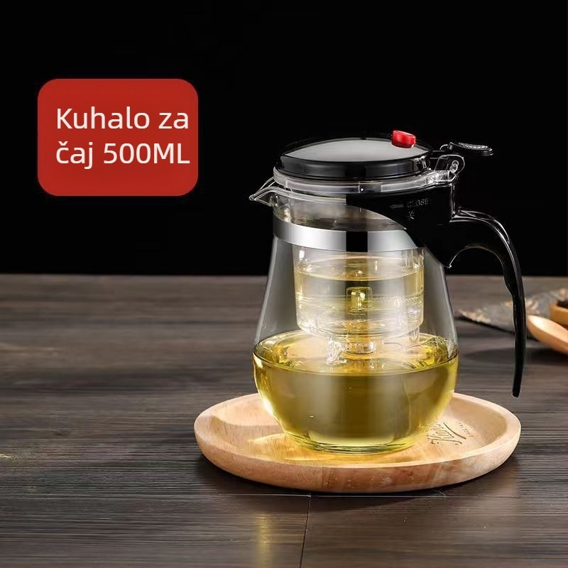 Staklena čajna kanvica s filtrom, otporna na toplinu, razdvajanje čaja i vode, elegantan poklon set čajnika i šalice