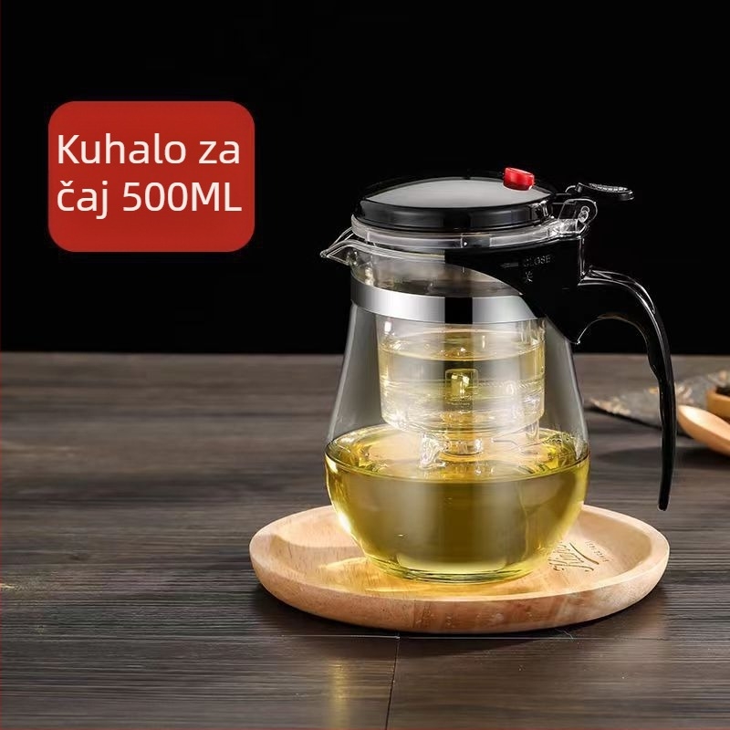 Staklena čajna kanvica s filtrom, otporna na toplinu, razdvajanje čaja i vode, elegantan poklon set čajnika i šalice