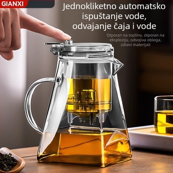 Čajnik od borosilikatnog stakla s filtrom, kućna upotreba, jednostavan stil