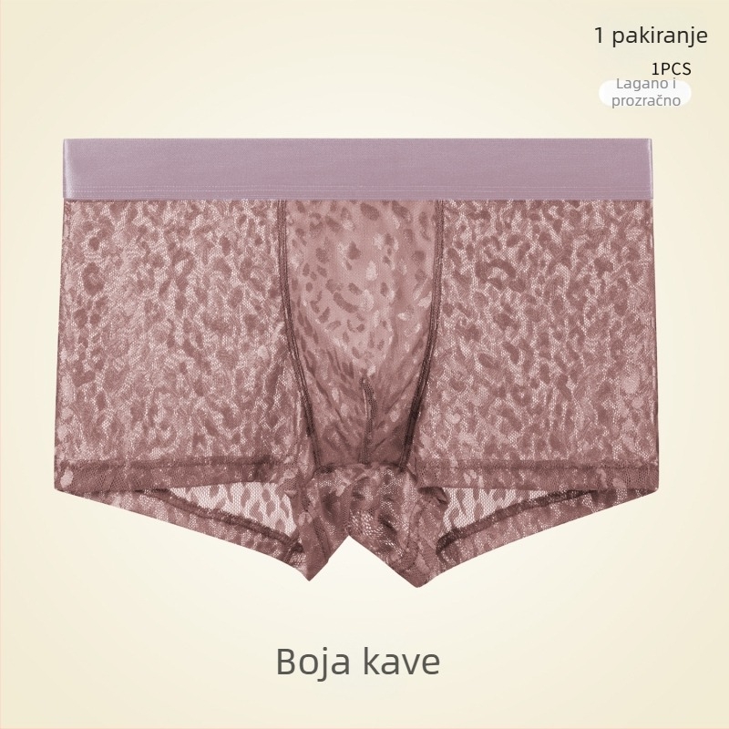 Muške bokserice od ledenog svile s čipkastim uzorkom, jacquard mreža, prozračne, luksuzne