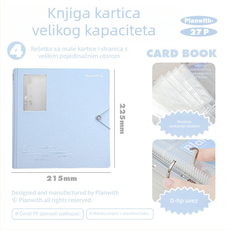 RosyPosy Planwith Buckle – Veliki kapacitet albuma za kartice s izmjenjivim listovima, 25 stranica, za kartice i putne karte
