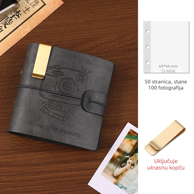 Veliki kapacitet retro foto-album s izmjenjivim stranama za Polaroid fotografije, DIY album kartica za putovanja 3 inča