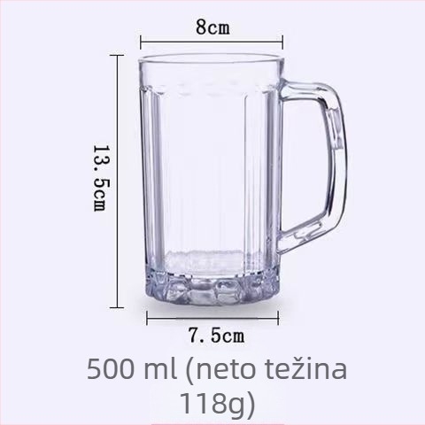 500 ml čaša za pivo s držačem, prozirna debela plastična čaša s dizajnom ananasa