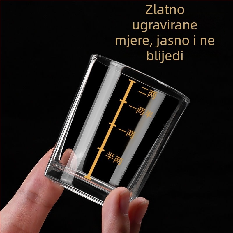 Set kristalnih čaša za žestice sa drvenim pladnjem, kućna upotreba, s mjernom skalom, poklon kutija
