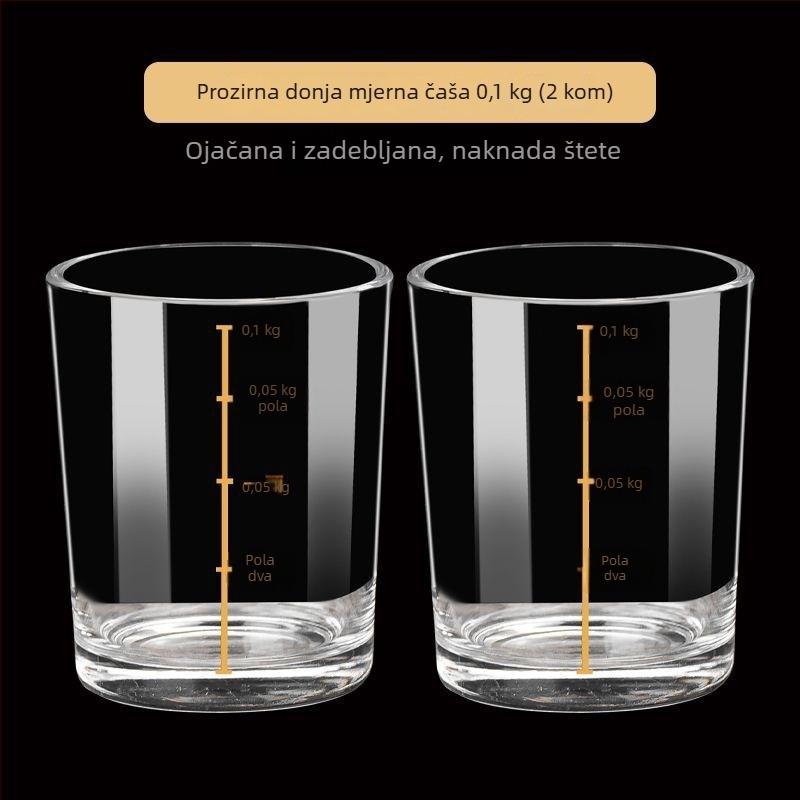 Set kristalnih čaša za žestice sa drvenim pladnjem, kućna upotreba, s mjernom skalom, poklon kutija