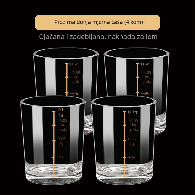 Set kristalnih čaša za žestice sa drvenim pladnjem, kućna upotreba, s mjernom skalom, poklon kutija