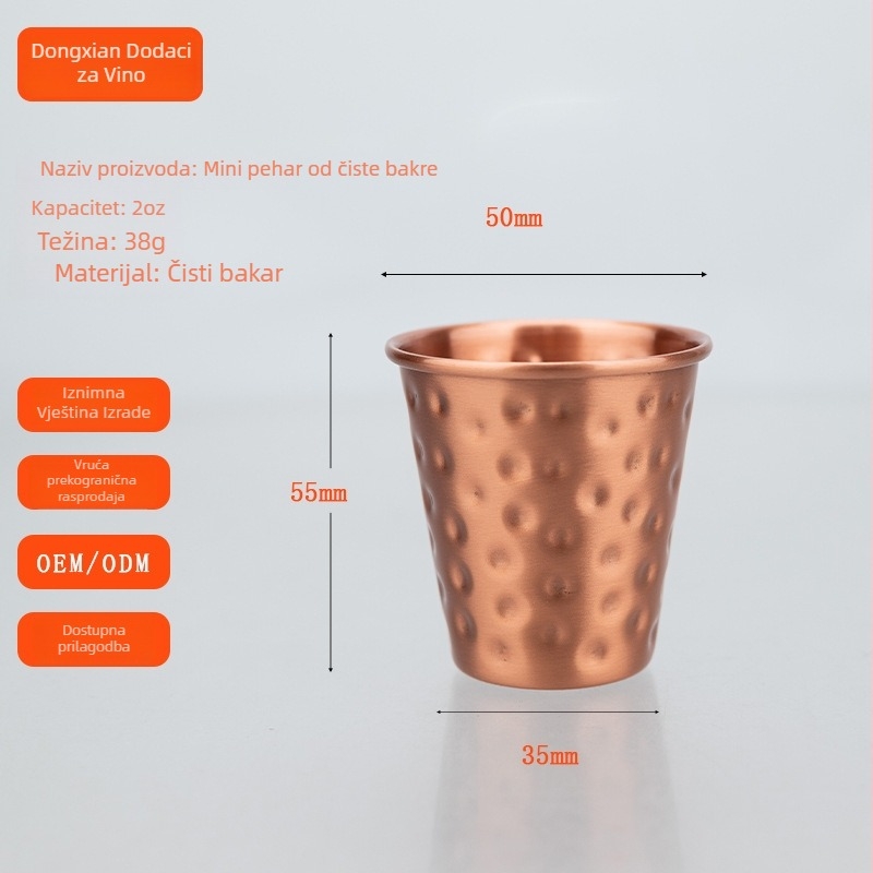 Mini Moscow Mule čaša od bakra za koktele i pivo, retro Bloom stil, zapremina 401–500 ml, mogućnost prilagođavanja logotipa