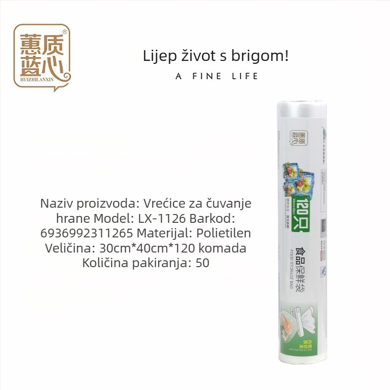 Vrećice za čuvanje svježine plavog srca, plastične vrećice za domaću upotrebu, sigurne za hladnjak i zamrzivač, otporne na visoke temperature, deblje