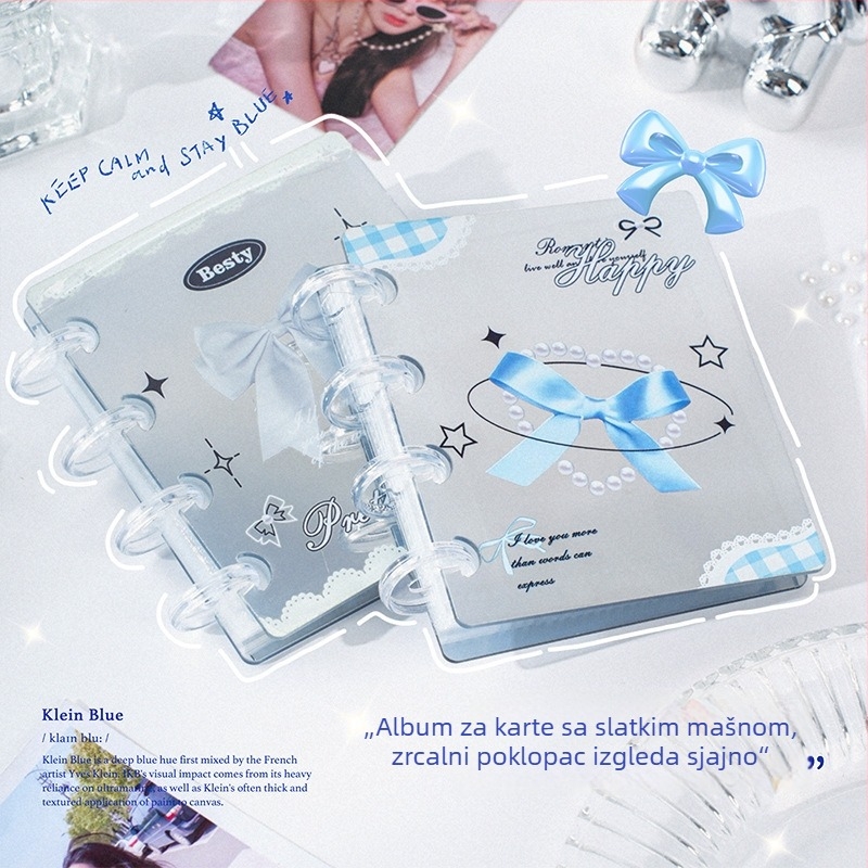 Ogledalno-akrilni kartični album s jednim redom za 3-inčne Polaroid fotografije, malo skladište kartica, anime fan album