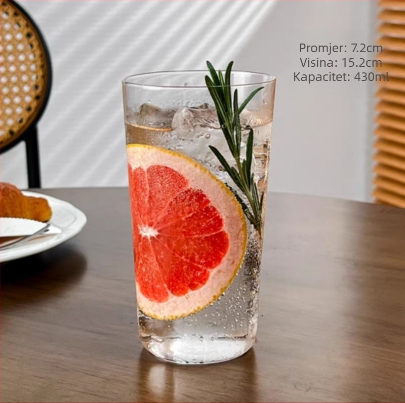 Izuzetno tanka nagnuta Collins čaša, highball čaša za koktele, čaša gin i tonik