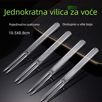 Jednokratne plastične vilice za voće, prozirno crne, individualno pakirane, prehrambene kvalitete, 1000 komada