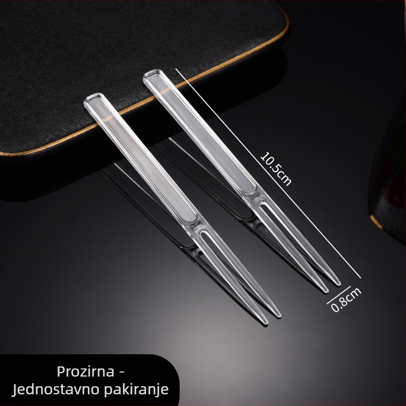 Jednokratne plastične vilice za voće, prozirno crne, individualno pakirane, prehrambene kvalitete, 1000 komada