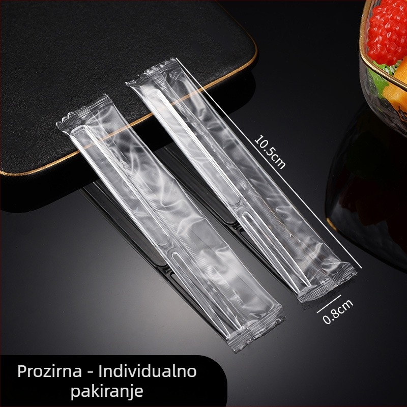 Jednokratne plastične vilice za voće, prozirno crne, individualno pakirane, prehrambene kvalitete, 1000 komada