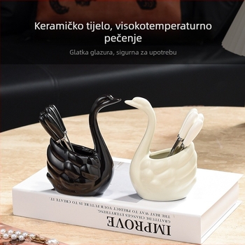 Set vilica za voće sa staklenkama za pohranu, s motivom labuda