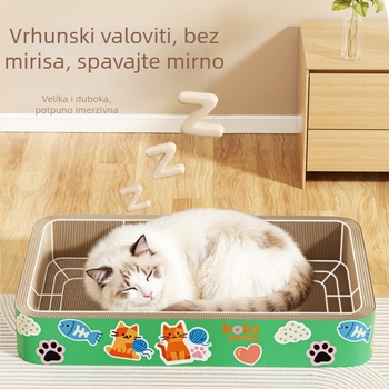 Izuzetno velika kvadratna ploča za grebanje i mačja postelja u jednom, od izdržljivog valovitog kartona, otporna na grebanje i bez ispuštanja vlakana