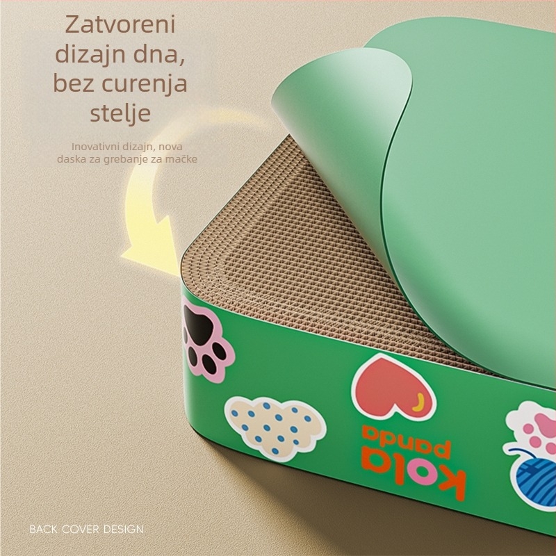 Izuzetno velika kvadratna ploča za grebanje i mačja postelja u jednom, od izdržljivog valovitog kartona, otporna na grebanje i bez ispuštanja vlakana