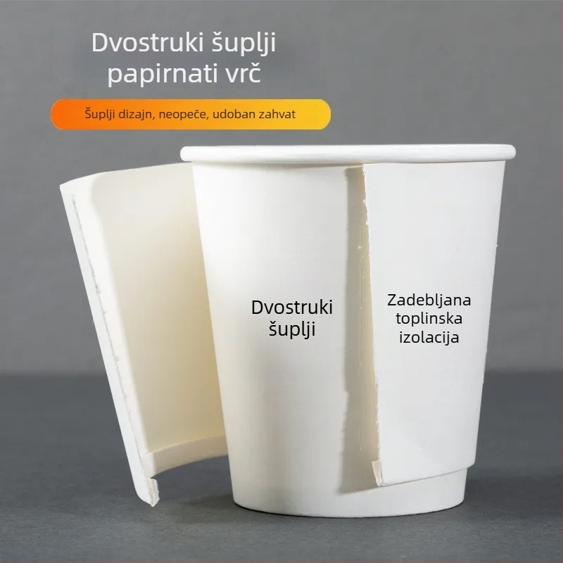 Jednokratne papirnate čaše s prilagođenim logotipom za tople i hladne napitke, otpornost na visoke temperature, dvostruka stijena, 601–700 ml, paket od 1000 kom.