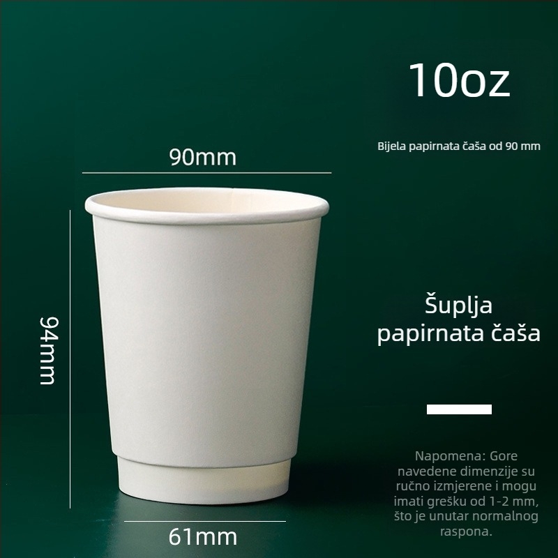 Jednokratne papirnate čaše s prilagođenim logotipom za tople i hladne napitke, otpornost na visoke temperature, dvostruka stijena, 601–700 ml, paket od 1000 kom.