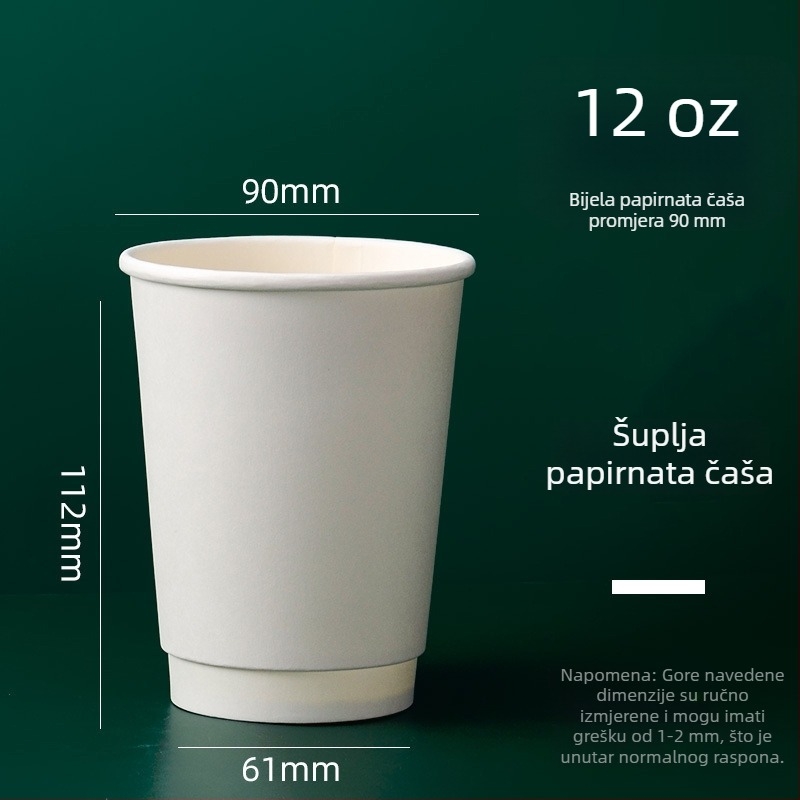 Jednokratne papirnate čaše s prilagođenim logotipom za tople i hladne napitke, otpornost na visoke temperature, dvostruka stijena, 601–700 ml, paket od 1000 kom.