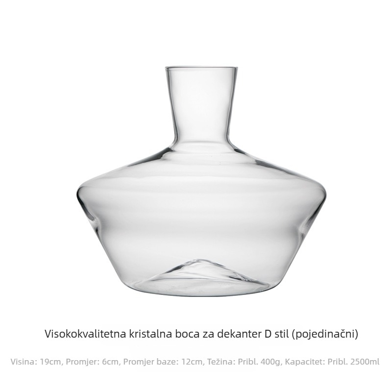 Dekanter za vino od bezolovnatog kristala, proziran