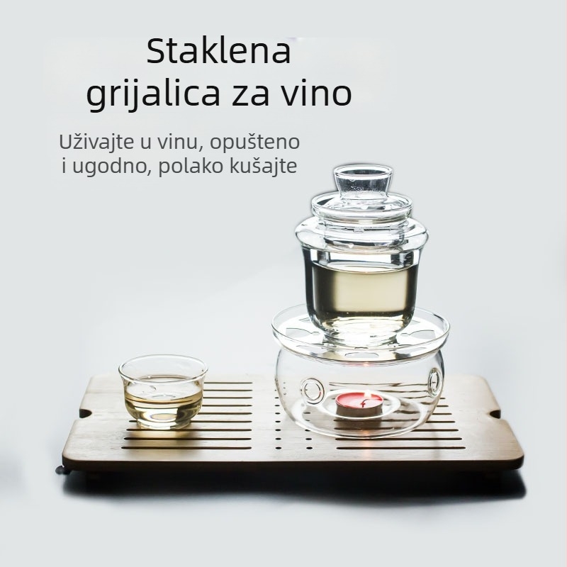 Set za grijanje rižinog vina od otpornog stakla — kućna uporaba, posuda za vino i čaše, vintage stil