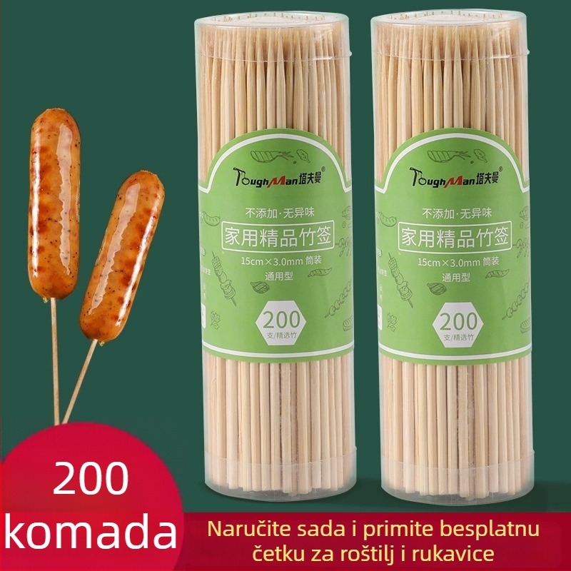 Jednokratni bambus štapići za kobasice, kvalitete hrane, za pečenje kobasica; sigurni za djecu, pogodni za kućnu i komercijalnu upotrebu