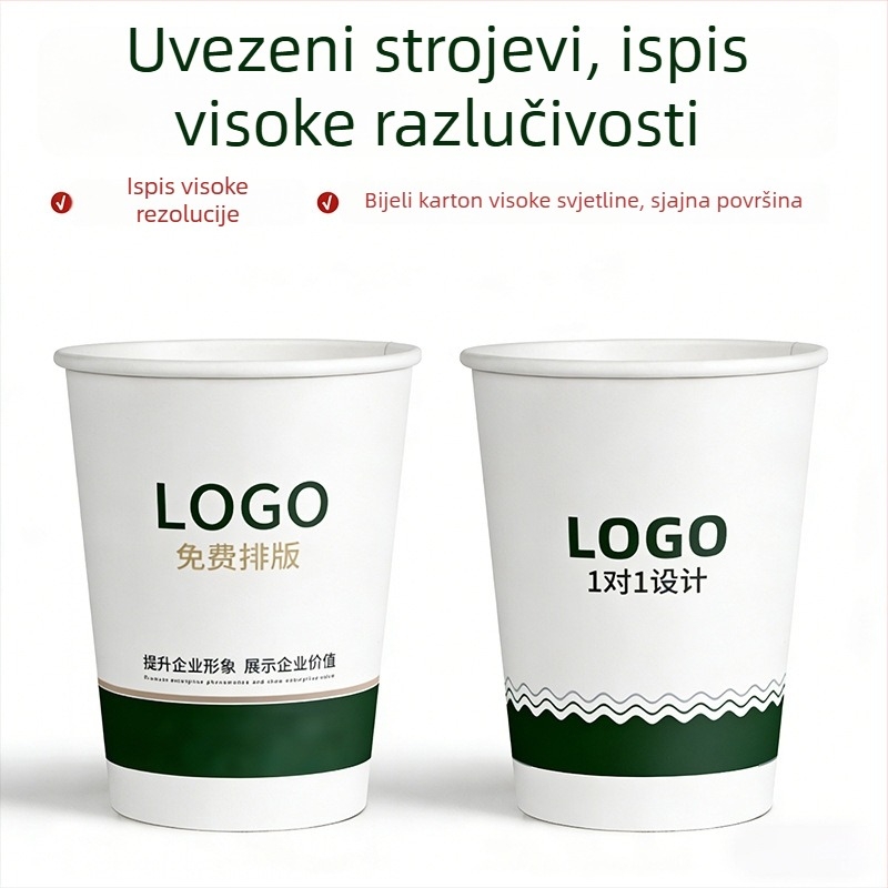 2026 godina konja: jednorazne papirnate čaše, crvene svečane kineskog stila, debele čaše za tople napitke, 201–300 ml, kutija 10 000 komada