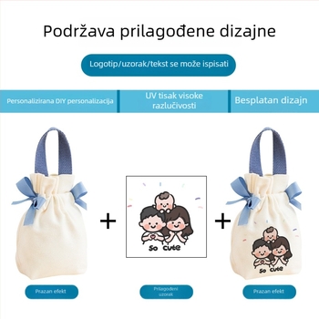 Platnena kvadratna poklon torba s kutijom bombona za vjenčanja i dječje poklone (vrtić i osnovna škola)