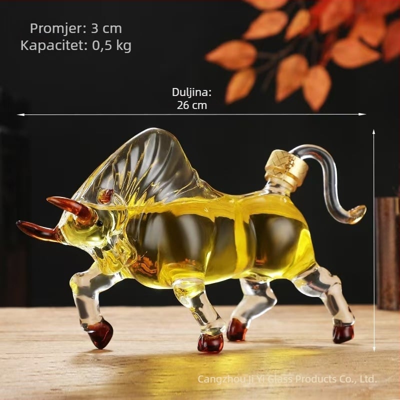 Dekanter u obliku bika s dizajnom dvanaest znakova zodijaka, visokokvalitetno borosilikatno staklo, kapacitet 501–600 ml
