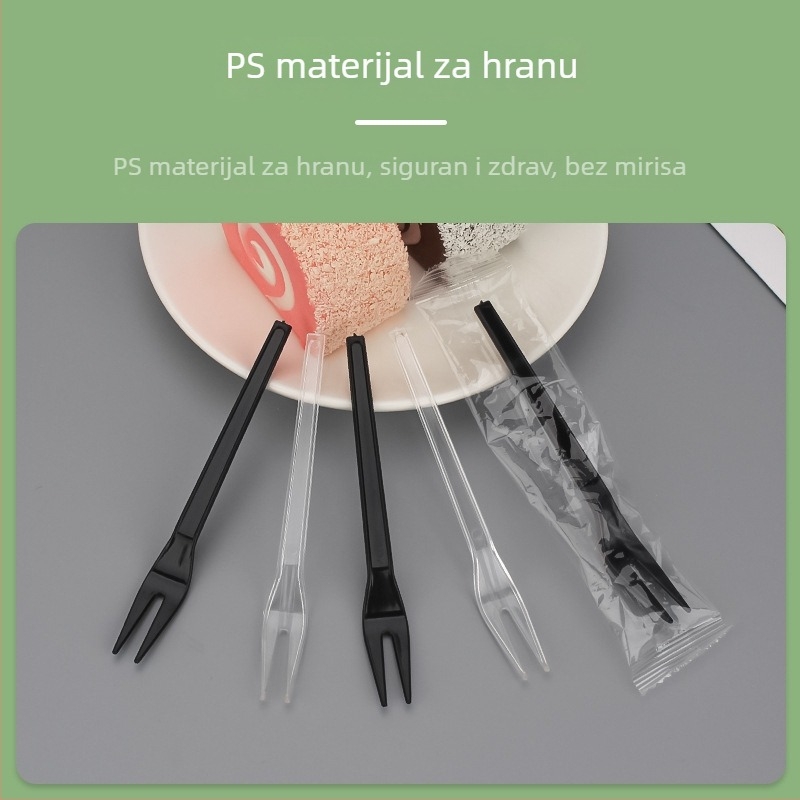 Jednokratna debela plastična vilica za voće za degustaciju — individualno pakirana