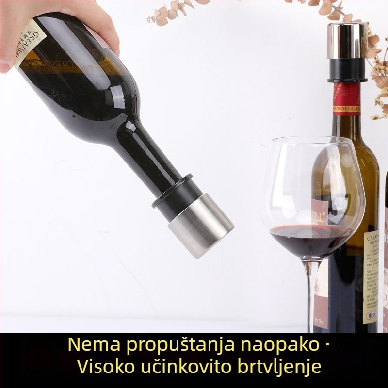 Vakuumska čep vinske boce od nehrđajućeg čelika – pritisna brtvila za sprečavanje propuštanja i očuvanje svježine