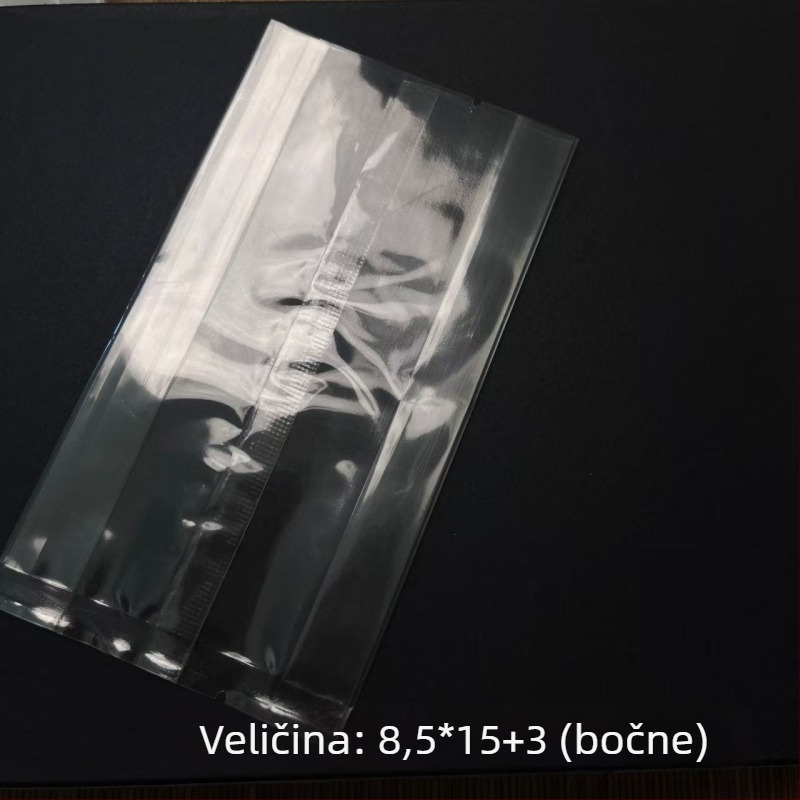 Prozirna vrećica za pakiranje sa bočnim urezom i akordonskim zatvaranjem; bočno zatvorena vrećica za kekse; vrećica za tijesto s žumanjkom