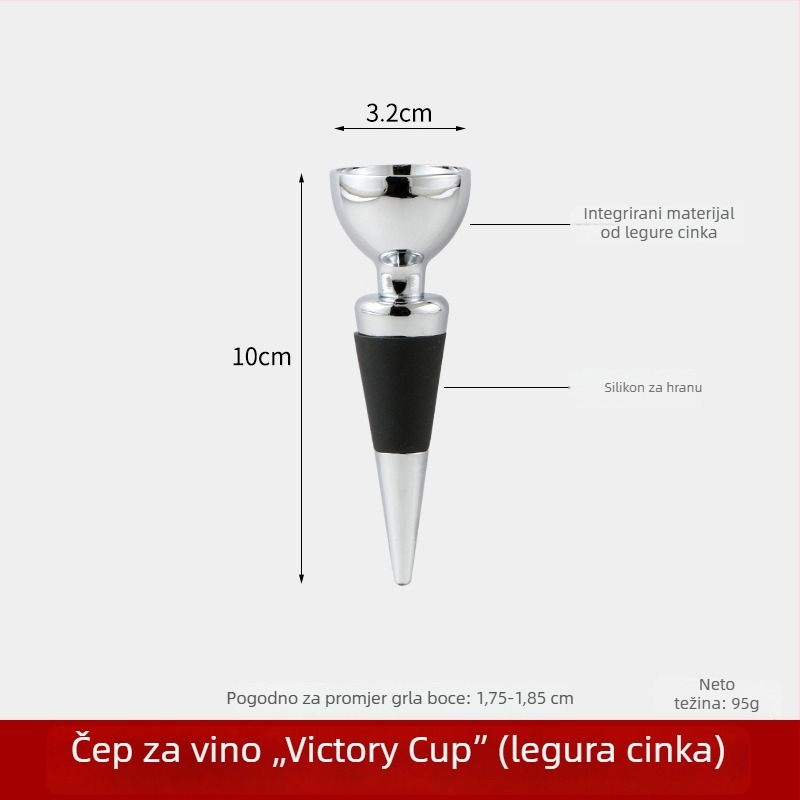 Set čepova za vino od cinka (4 komada) s stalkom – čepovi za boce i brtveni poklopac