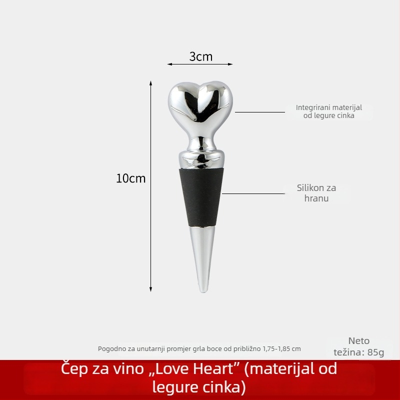 Set čepova za vino od cinka (4 komada) s stalkom – čepovi za boce i brtveni poklopac