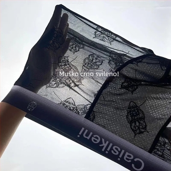Muške bokserice od ice silk s čipkom i mrežastim panelima, prozračne ljetne donje rublje